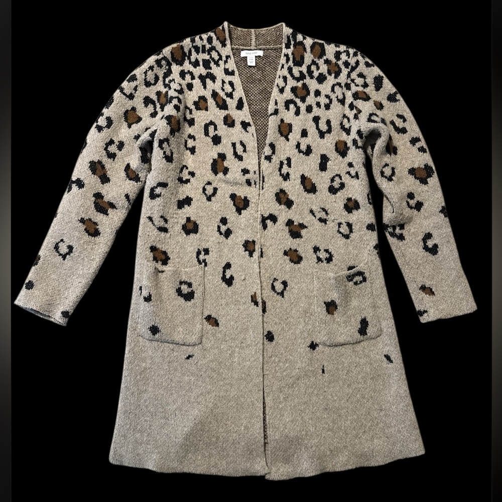 Nine West Petite Medium Cheetah Print Cardigan